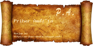 Priher Amáta névjegykártya
